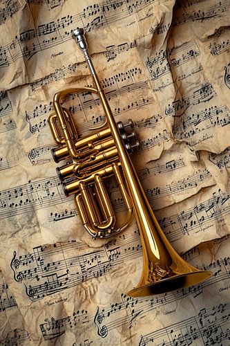 Trompet spelen op bladmuziek