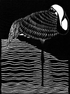 Witnekkraanvogel van FParrish Art Prints
