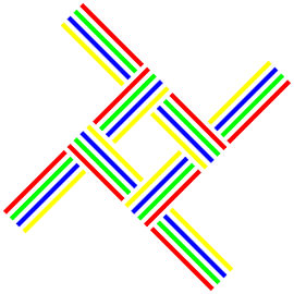 No Crossing | 4T | Broken Line | S=2 | Color=4 | RGBY | Center=Yellow von Gerhard Haberern