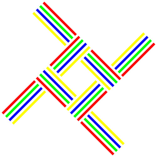No Crossing | 4T | Broken Line | S=2 | Color=4 | RGBY | Center=Yellow