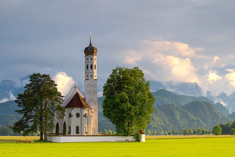 Sunset St. Colomankirche, Schwangau Germany by Bob Slagter
