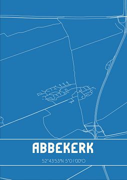 Blauwdruk | Landkaart | Abbekerk (Noord-Holland) van MijnStadsPoster