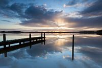 Sunrise at Lauwersmeer lake
