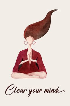 Zen / Yoga Meditatie  Poster in Rood - Clear your Mind van Marian Nieuwenhuis