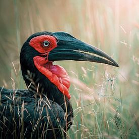 Südlicher Hornvogel in Südafrika von Tom Zwerver