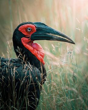Südlicher Hornvogel in Südafrika von Tom Zwerver