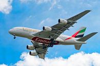 Airplane Airbus A380-800 of Emirates flying over by Sjoerd van der Wal Photography thumbnail