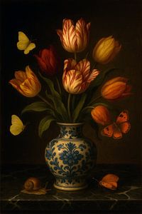Stilleben Tulpen in einer chinesischen Vase