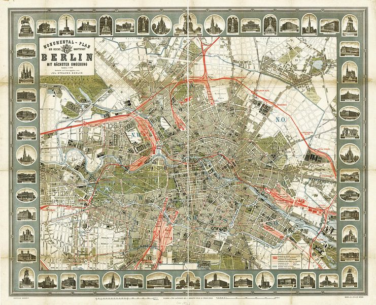 Berlin, Karte 1896 von Atelier Liesjes