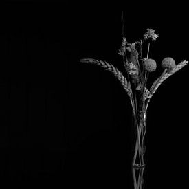 Bloemen low key zwart/wit stilleven van Fotografie Sybrandy