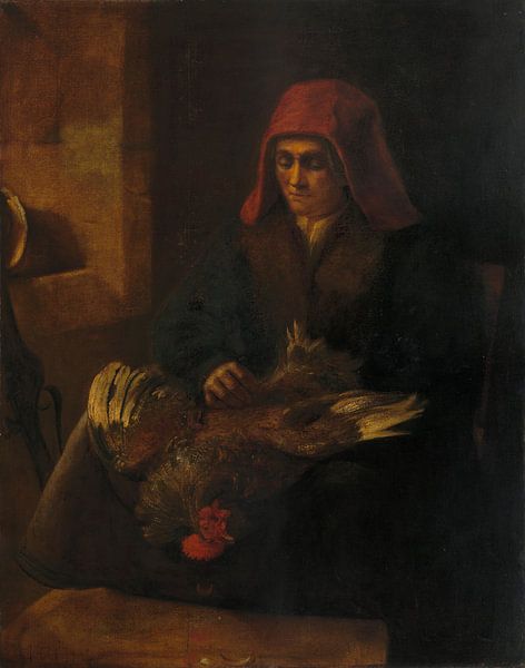 Vieille femme plumant une volaille, 1655 par Atelier Liesjes