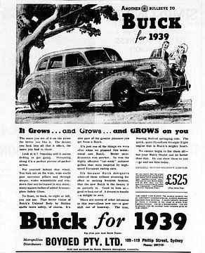 Annonce de Buick Classics 1939