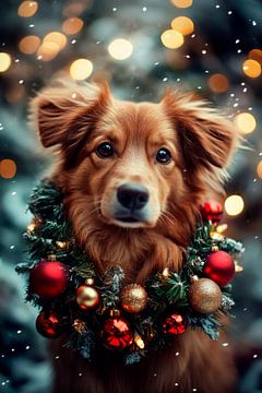 Kerst hond van Poster Art Shop