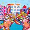 Ânes joyeux à Willemstad, Curaçao sur Happy Paintings / Renata Rolefes
