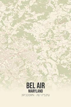 Vintage landkaart van Bel Air (Maryland), USA. van Rezona