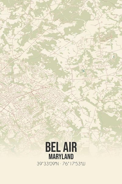 Vintage map of Bel Air (Maryland), USA. by Prints of Place