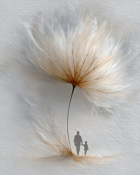 Paardebloem zaad muurkunst, vader en kind print, minimalistische kunst, Scandinavisch decor, moderne muurkunst, crèmekleuren, kinderkamer kunst