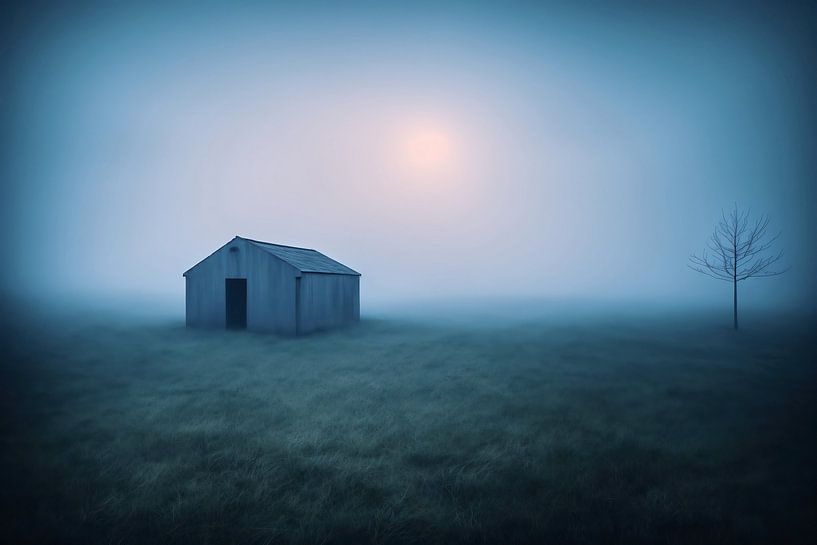 Verlassene Hütte im Nebel von Frank Heinz