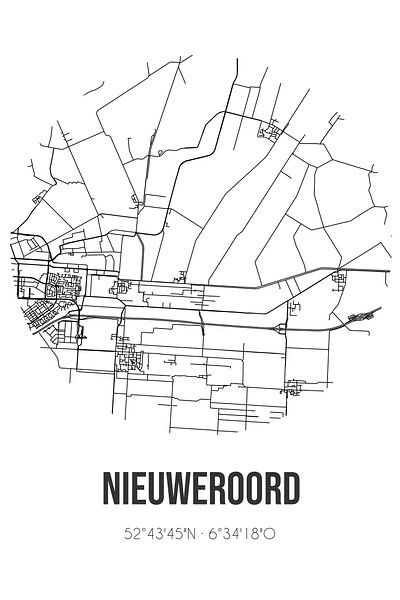 Nieuweroord (Drenthe) | Map | Black and white by Prints of Place