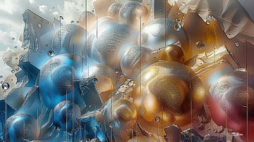 formes magiques en bleu-or-argent-rose sur Gelissen Artworks