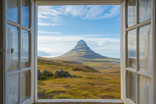 Vue de la fenêtre sur le Kirkjufell