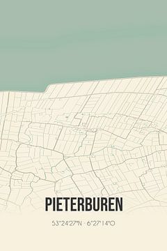 Vintage landkaart van Pieterburen (Groningen) van MijnStadsPoster