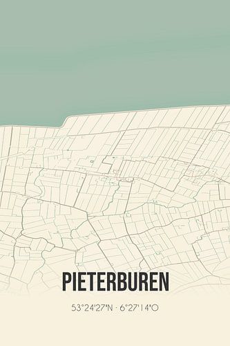 Vintage landkaart van Pieterburen (Groningen)
