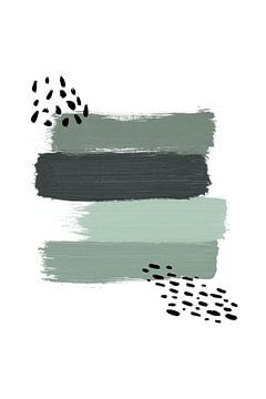 Green Paint Brush Strokes - Abstracte Print van MDRN HOME