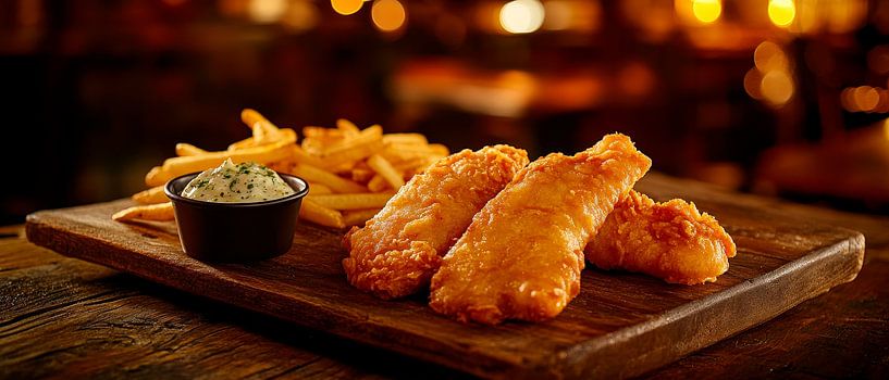 Crispy fish with chips and dip by Poster Art Shop