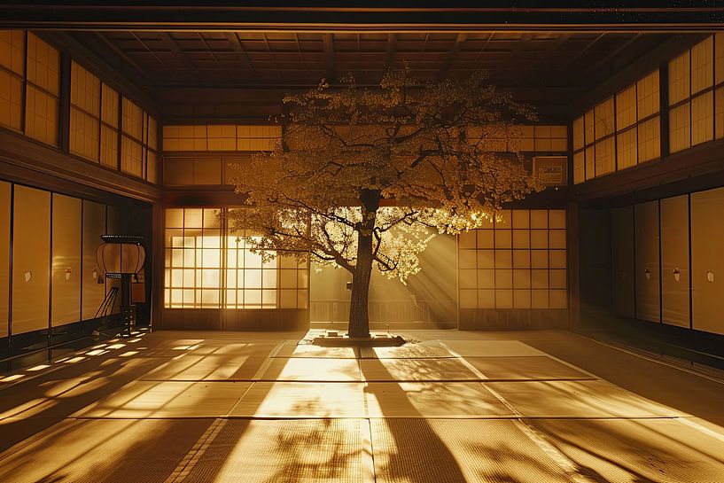 Japanese interior with dramatic lighting by Egon Zitter