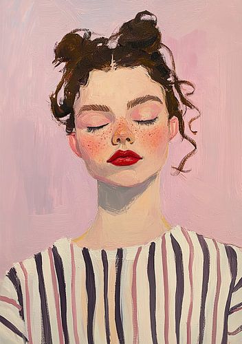 Portrait Woman Pink Purple Female