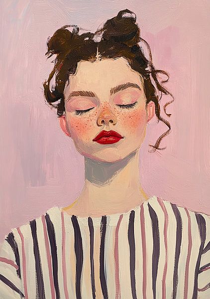 Portret Vrouw Roze Paars Vrouw van Niklas Maximilian