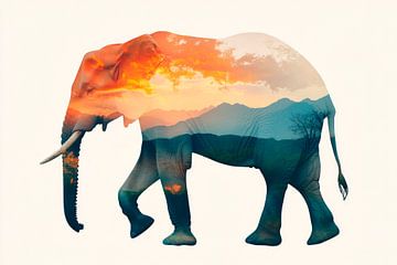 Elephant in the sunset by Poster Art Shop