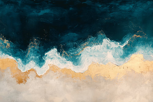 Diep teal branding met gouden kust
