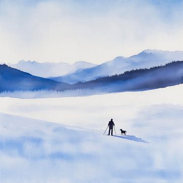 Winterwandeling in de sneeuw van Poster Art Shop