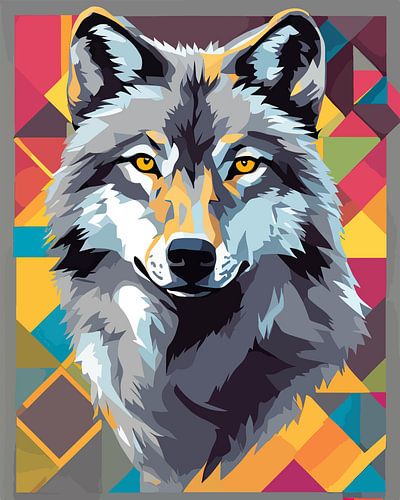 Grauer Wolf im Pop-Art-Stil 3