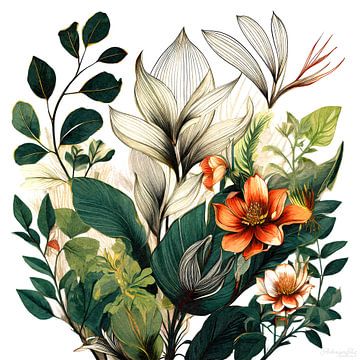 Bloemmotief van stilte tot bloei - een eerbetoon aan het subtiele samenspel van natuurlijkheid en artistiek gebaar als stilleven van AidasignArt