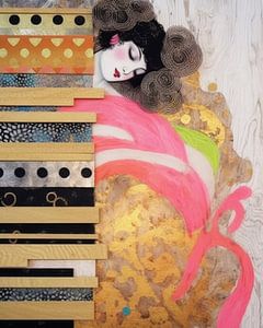 Modernes Porträt, inspiriert von Gustav Klimt