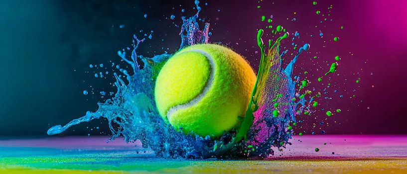 Spritzende Farben mit Tennisball von Poster Art Shop