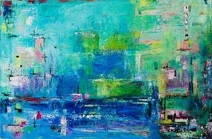 Painting blue green abstract by Anja Namink - Paintings