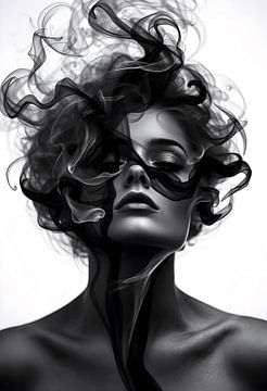 TW living - black and white fotografie - woman portrait 1 van TW living