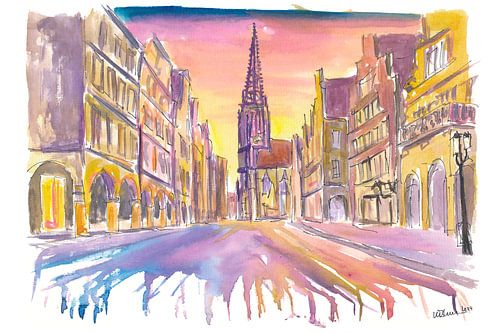 Sonnenuntergang Straßen von Münster Westfalen