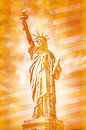 NEW YORK CITY vrijheidsbeeld met vlag | goud van Melanie Viola thumbnail