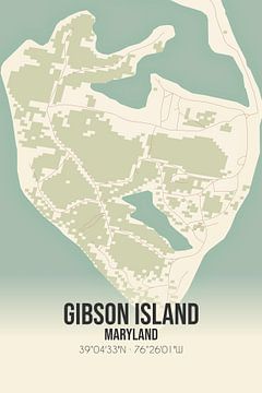 Vintage landkaart van Gibson Island (Maryland), USA. van Rezona