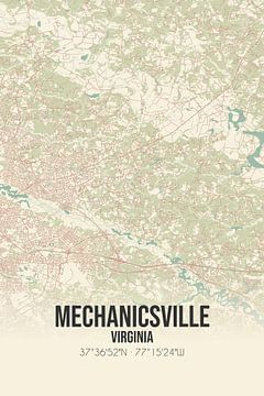 Carte ancienne de Mechanicsville (Virginie), USA. sur Rezona