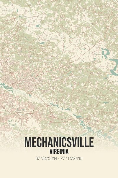 Vintage map of Mechanicsville (Virginia), USA. by Prints of Place