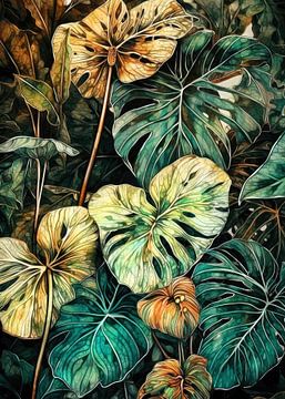 Bloemen tropische planten kunst van JBJart Justyna Jaszke