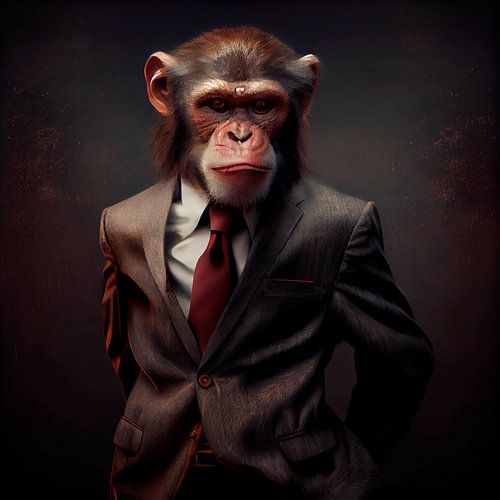 Stately portrait of a Monkey in a fancy suit