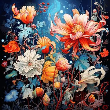 Street art weelderig boeket bloemen felle kleuren fantastisch van gm_designs