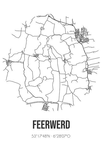 Feerwerd (Groningen) | Map | Black and white by Prints of Place